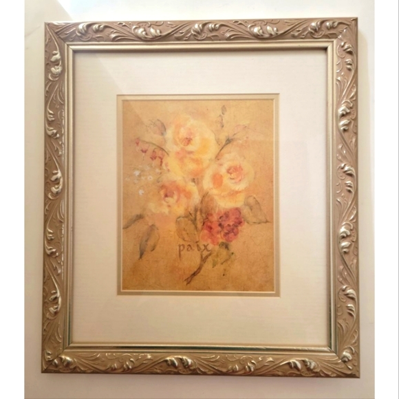 BRAND NEW 4 Piece Set: Vintage Framed French Jaune, Blanche, Rose, Paix - Picture 1 of 16